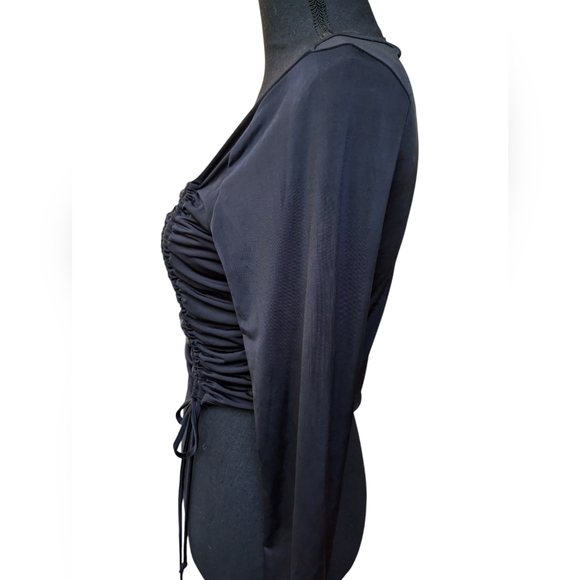 Fashion Nova Ruched Black Long-Sleeve Top – Size XL - Picture 2 of 6